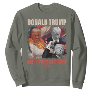 Trump 2024 Sweatshirt He Won For President 45 47 American Flag TS02 Military Green Print Your Wear