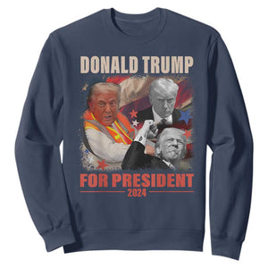 Trump 2024 Sweatshirt He Won For President 45 47 American Flag TS02 Navy Print Your Wear