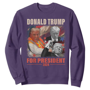 Trump 2024 Sweatshirt He Won For President 45 47 American Flag TS02 Purple Print Your Wear