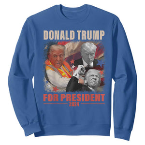 Trump 2024 Sweatshirt He Won For President 45 47 American Flag TS02 Royal Blue Print Your Wear