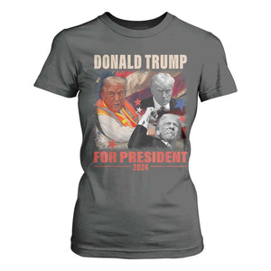 Trump 2024 T Shirt For Women He Won For President 45 47 American Flag TS02 Dark Heather Print Your Wear