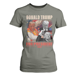 Trump 2024 T Shirt For Women He Won For President 45 47 American Flag TS02 Military Green Print Your Wear