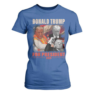 Trump 2024 T Shirt For Women He Won For President 45 47 American Flag TS02 Royal Blue Print Your Wear