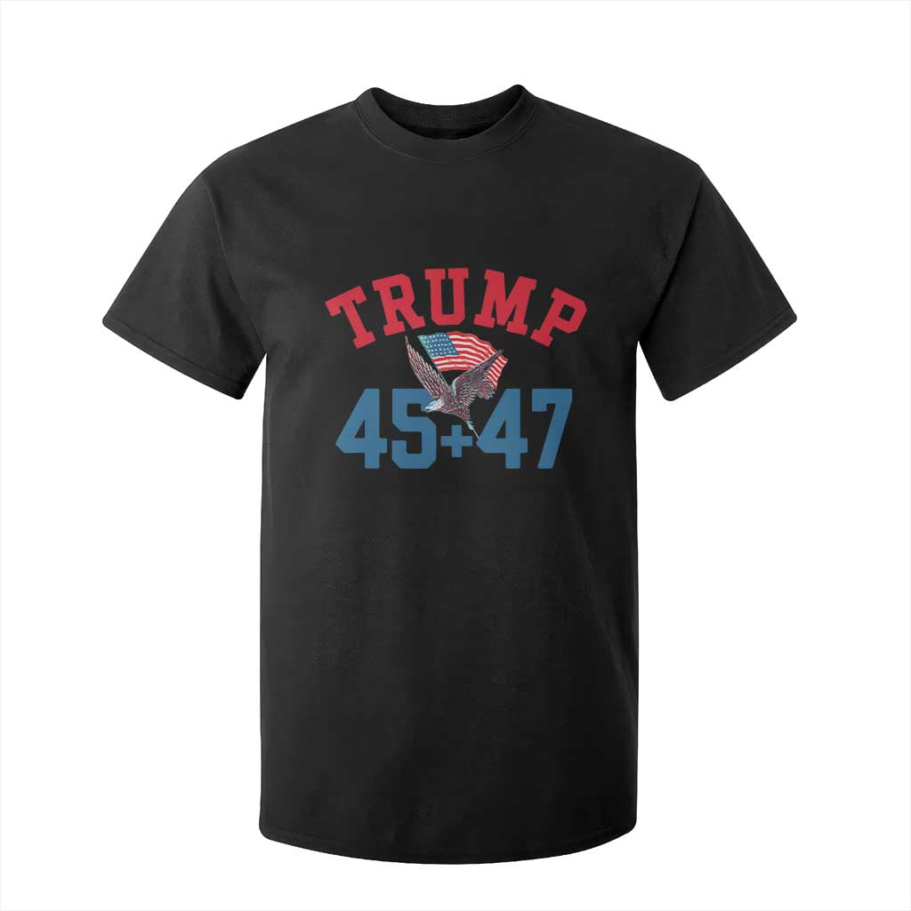 Trump 2024 T Shirt For Kid Patriotic 45 47 He Won American Flag Eagle TS02 Black Print Your Wear