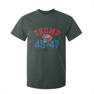 Trump 2024 T Shirt For Kid Patriotic 45 47 He Won American Flag Eagle TS02 Dark Forest Green Print Your Wear