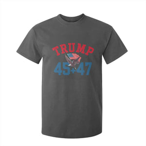 Trump 2024 T Shirt For Kid Patriotic 45 47 He Won American Flag Eagle TS02 Dark Heather Print Your Wear