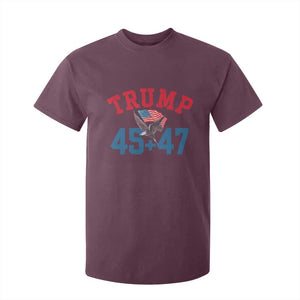 Trump 2024 T Shirt For Kid Patriotic 45 47 He Won American Flag Eagle TS02 Maroon Print Your Wear