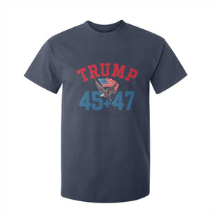 Trump 2024 T Shirt For Kid Patriotic 45 47 He Won American Flag Eagle TS02 Navy Print Your Wear