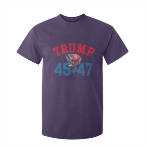 Trump 2024 T Shirt For Kid Patriotic 45 47 He Won American Flag Eagle TS02 Purple Print Your Wear