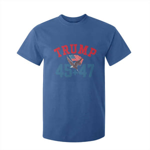 Trump 2024 T Shirt For Kid Patriotic 45 47 He Won American Flag Eagle TS02 Royal Blue Print Your Wear