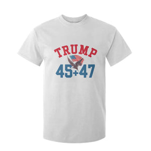 Trump 2024 T Shirt For Kid Patriotic 45 47 He Won American Flag Eagle TS02 White Print Your Wear