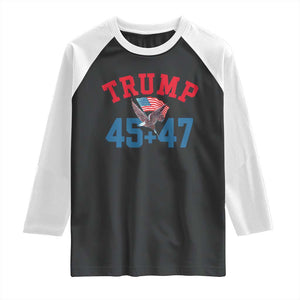 Trump 2024 Raglan Shirt Patriotic 45 47 He Won American Flag Eagle TS02 Black White Print Your Wear