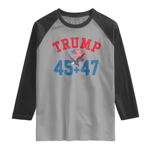 Trump 2024 Raglan Shirt Patriotic 45 47 He Won American Flag Eagle TS02 Sport Gray Black Print Your Wear