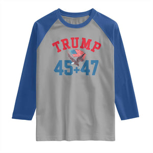 Trump 2024 Raglan Shirt Patriotic 45 47 He Won American Flag Eagle TS02 Sport Gray Royal Print Your Wear