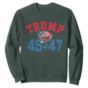 Trump 2024 Sweatshirt Patriotic 45 47 He Won American Flag Eagle TS02 Dark Forest Green Print Your Wear