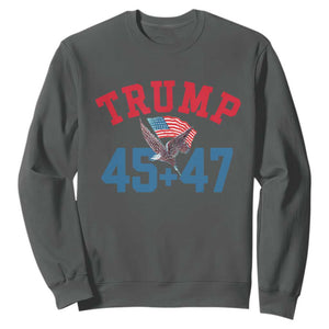 Trump 2024 Sweatshirt Patriotic 45 47 He Won American Flag Eagle TS02 Dark Heather Print Your Wear