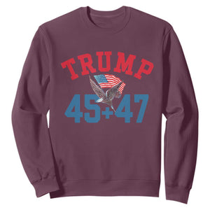 Trump 2024 Sweatshirt Patriotic 45 47 He Won American Flag Eagle TS02 Maroon Print Your Wear