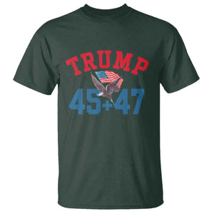 Trump 2024 T Shirt Patriotic 45 47 He Won American Flag Eagle TS02 Dark Forest Green Print Your Wear