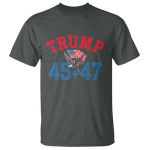 Trump 2024 T Shirt Patriotic 45 47 He Won American Flag Eagle TS02 Dark Heather Print Your Wear