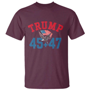 Trump 2024 T Shirt Patriotic 45 47 He Won American Flag Eagle TS02 Maroon Print Your Wear