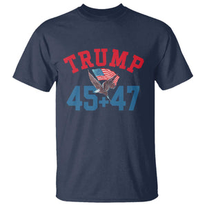 Trump 2024 T Shirt Patriotic 45 47 He Won American Flag Eagle TS02 Navy Print Your Wear