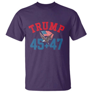 Trump 2024 T Shirt Patriotic 45 47 He Won American Flag Eagle TS02 Purple Print Your Wear