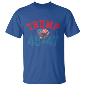 Trump 2024 T Shirt Patriotic 45 47 He Won American Flag Eagle TS02 Royal Blue Print Your Wear