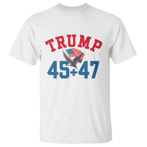 Trump 2024 T Shirt Patriotic 45 47 He Won American Flag Eagle TS02 White Print Your Wear