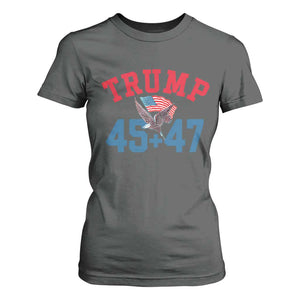 Trump 2024 T Shirt For Women Patriotic 45 47 He Won American Flag Eagle TS02 Dark Heather Print Your Wear