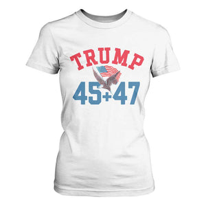 Trump 2024 T Shirt For Women Patriotic 45 47 He Won American Flag Eagle TS02 White Print Your Wear