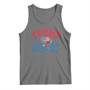 Trump 2024 Tank Top Patriotic 45 47 He Won American Flag Eagle TS02 Black Heather Print Your Wear