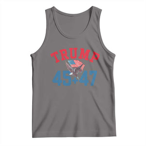 Trump 2024 Tank Top Patriotic 45 47 He Won American Flag Eagle TS02 Deep Heather Print Your Wear