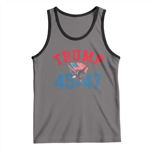 Trump 2024 Tank Top Patriotic 45 47 He Won American Flag Eagle TS02 Deep Heather Black Print Your Wear