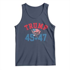 Trump 2024 Tank Top Patriotic 45 47 He Won American Flag Eagle TS02 Navy Print Your Wear