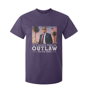 Trump 2024 T Shirt For Kid It's Gonna Take An Outlaw To Fix This TS02 Purple Print Your Wear