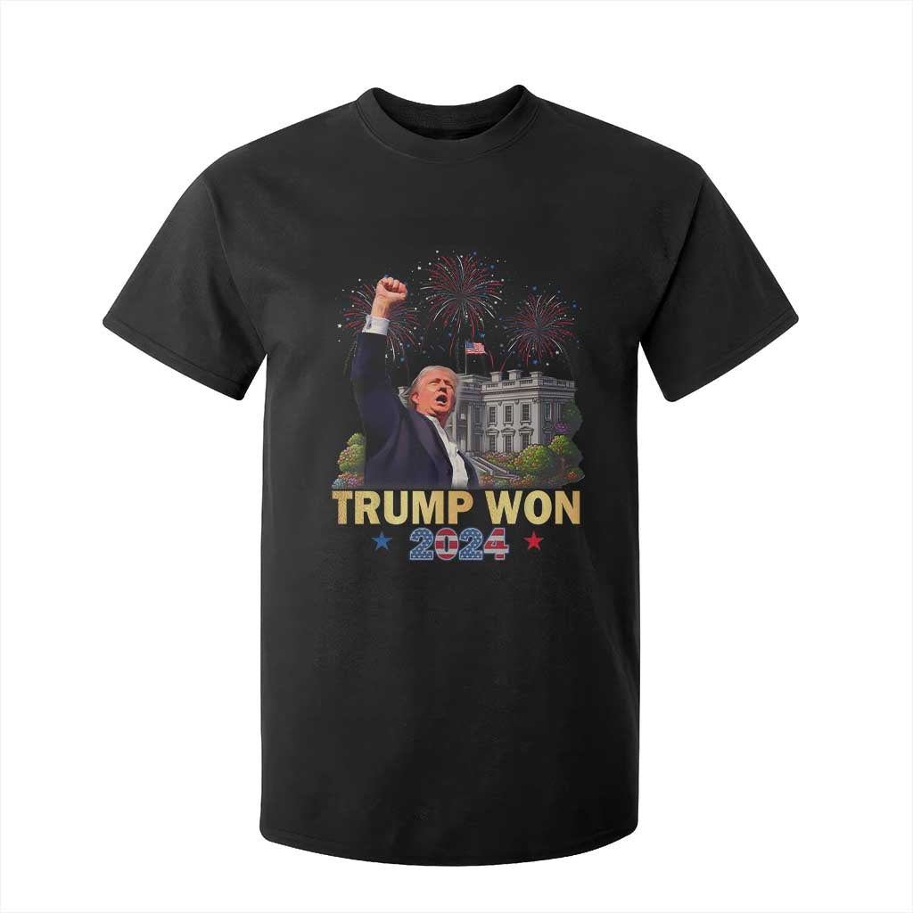 Trump 2024 T Shirt For Kid He Won 47th President Of White House TS02 Black Print Your Wear