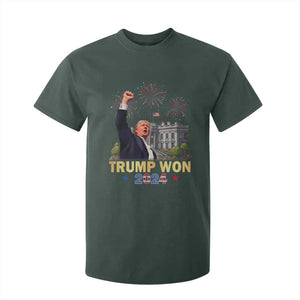 Trump 2024 T Shirt For Kid He Won 47th President Of White House TS02 Dark Forest Green Print Your Wear