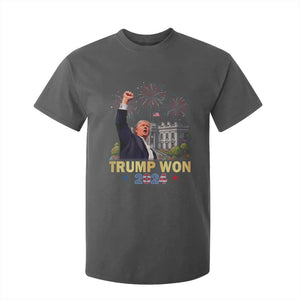 Trump 2024 T Shirt For Kid He Won 47th President Of White House TS02 Dark Heather Print Your Wear