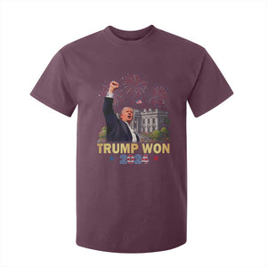 Trump 2024 T Shirt For Kid He Won 47th President Of White House TS02 Maroon Print Your Wear