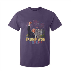 Trump 2024 T Shirt For Kid He Won 47th President Of White House TS02 Purple Print Your Wear