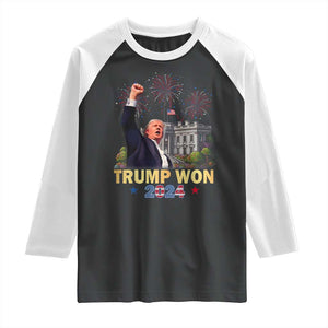 Trump 2024 Raglan Shirt He Won 47th President Of White House TS02 Black White Print Your Wear