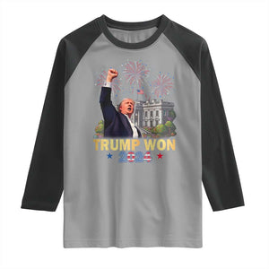 Trump 2024 Raglan Shirt He Won 47th President Of White House TS02 Sport Gray Black Print Your Wear