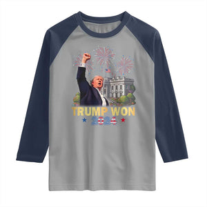 Trump 2024 Raglan Shirt He Won 47th President Of White House TS02 Sport Gray Navy Print Your Wear