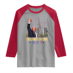 Trump 2024 Raglan Shirt He Won 47th President Of White House TS02 Sport Gray Red Print Your Wear