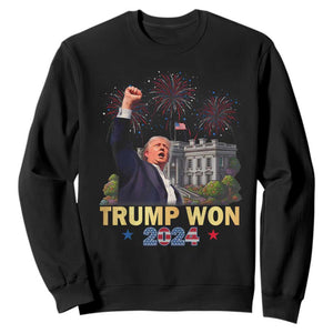 Trump 2024 Sweatshirt He Won 47th President Of White House TS02 Black Print Your Wear