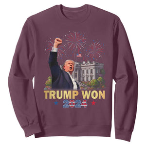 Trump 2024 Sweatshirt He Won 47th President Of White House TS02 Maroon Print Your Wear