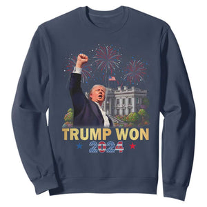 Trump 2024 Sweatshirt He Won 47th President Of White House TS02 Navy Print Your Wear