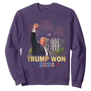 Trump 2024 Sweatshirt He Won 47th President Of White House TS02 Purple Print Your Wear