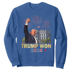 Trump 2024 Sweatshirt He Won 47th President Of White House TS02 Royal Blue Print Your Wear