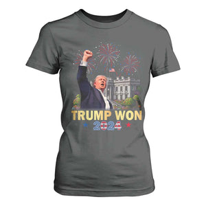 Trump 2024 T Shirt For Women He Won 47th President Of White House TS02 Dark Heather Print Your Wear